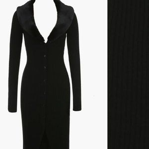 Raine Faux fur long sleeve rib dress